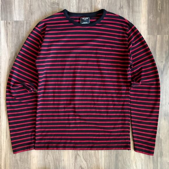 Todd Snyder Striped T-Shirt Men's Size XL Black Red Grant Stripe Slim - Picture 2 of 4